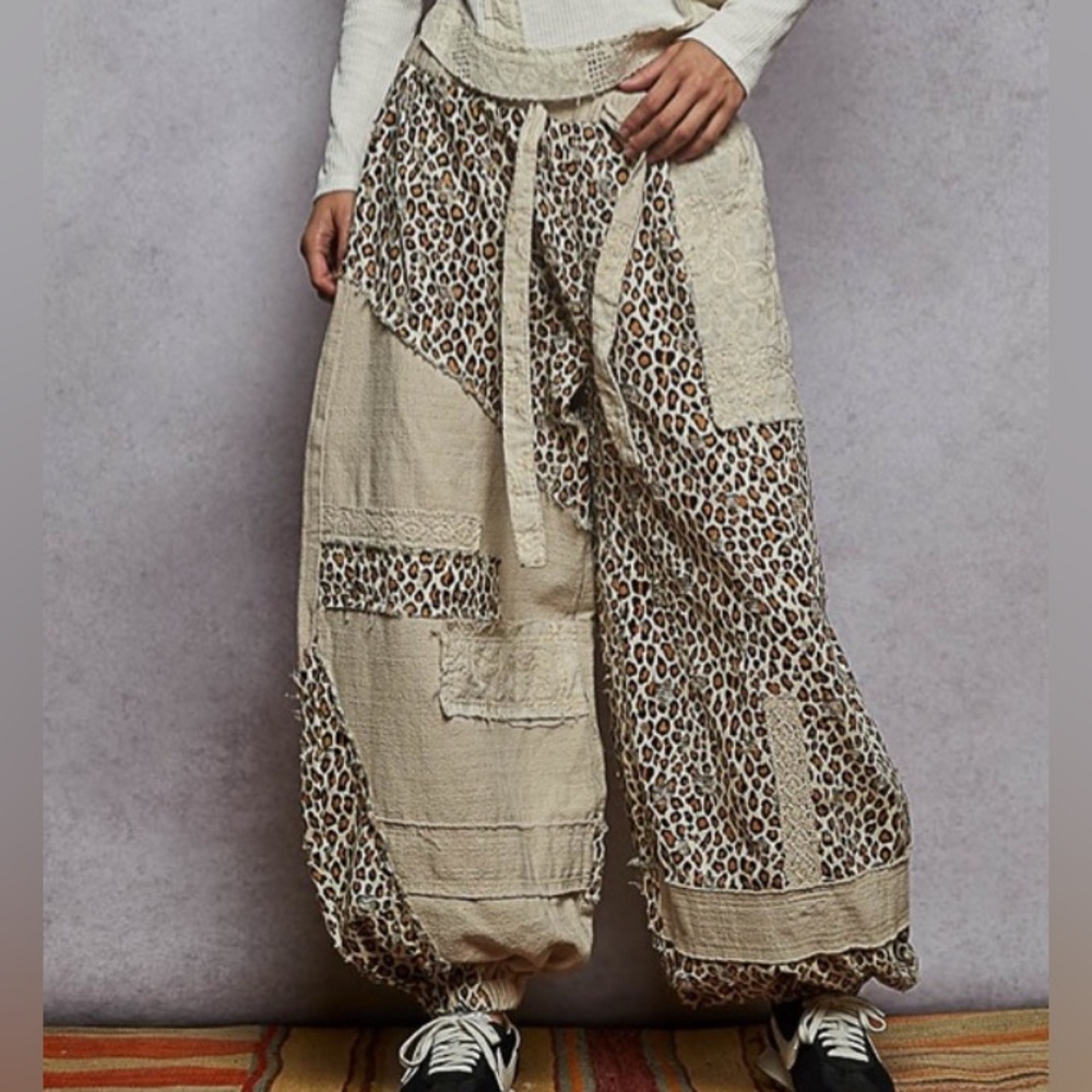New 48hr POL bestseller : “The Ellie”Leopard Patchwork Pants